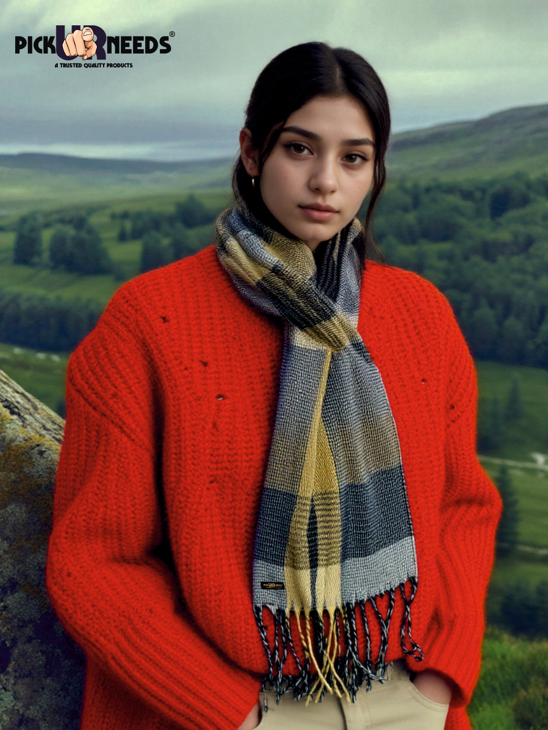 Pick Ur Needs Pure Cashmere Womens Winter Stylish Muffler Warm, Soft and Trendy Scarves for Cold W